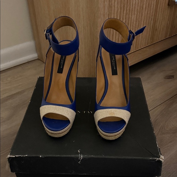 Ann Taylor Shoes - Ann Taylor Royal Blue Espadrille Platform Sandals with Ankle Strap